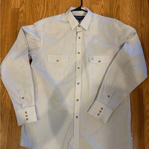 Lucchese Men's Cream Striped Snap Button Down Shirt